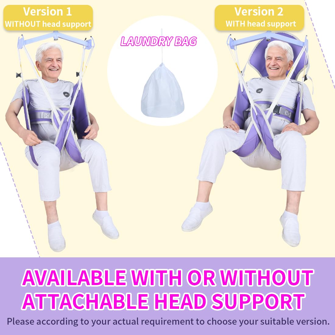 EZ Assistive Soft Foam Pad Transfer Lift Sling,Patient Lift Sling for Elderly/Disabled/Handicap Shower Bath or Toileting,1pc Laundry Bag (Large Without Head Support)