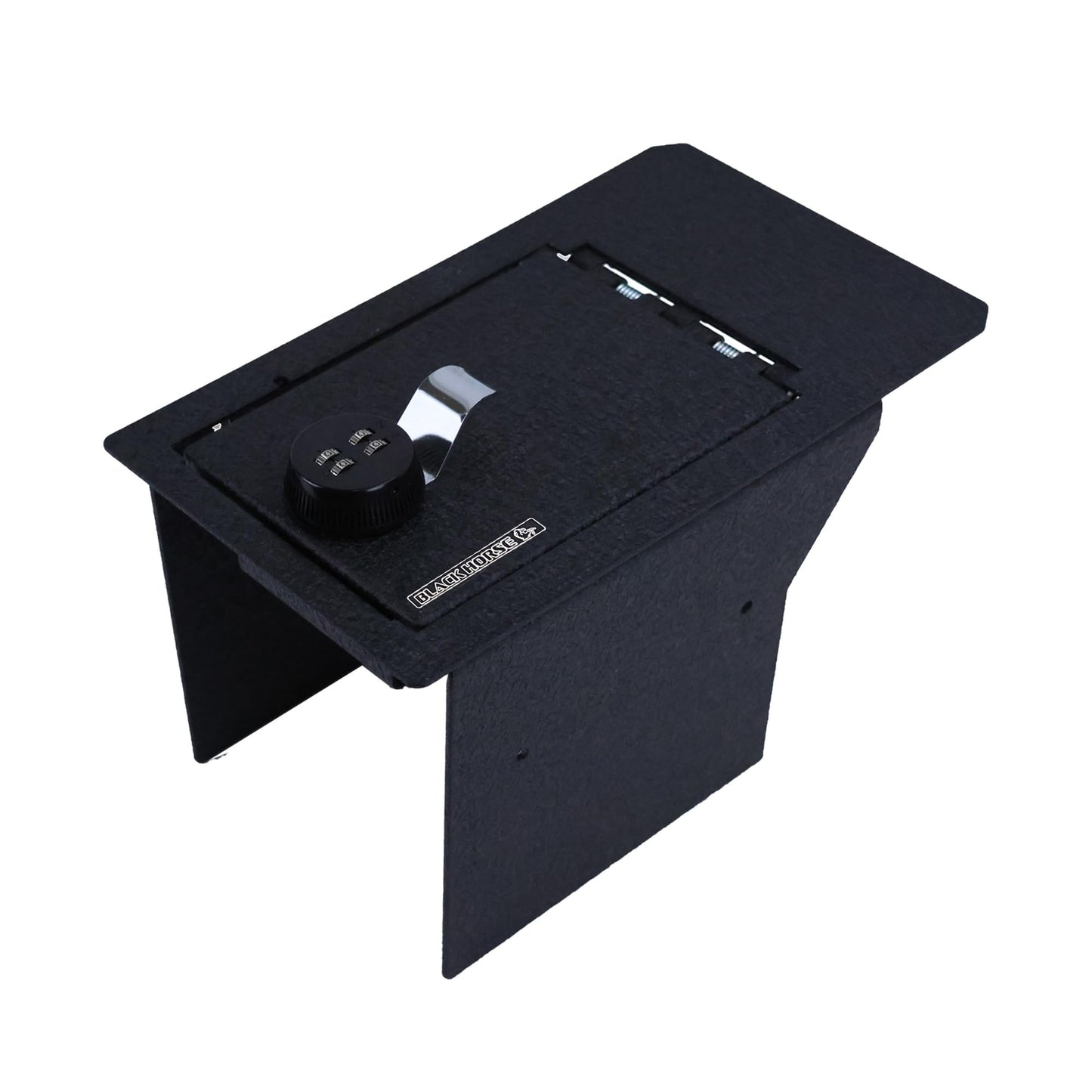 Black Horse Center Console Safe Security Lock Box, Black Gun Box Organizer, with 4 Digit Combination Resettable Lock Compatible with 2023-2024 Ford F-250 Super Duty-ASFS23