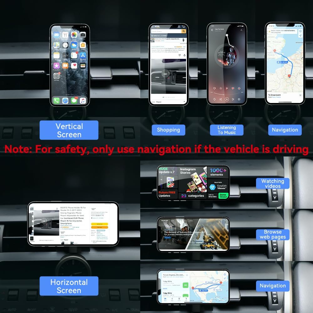BEERTE 300h 300 200t 2015-2021 17 16 15 14 13 Fits MagSafe Car Mount Fit for Lexus NX Hands Free Magnetic Car Phone