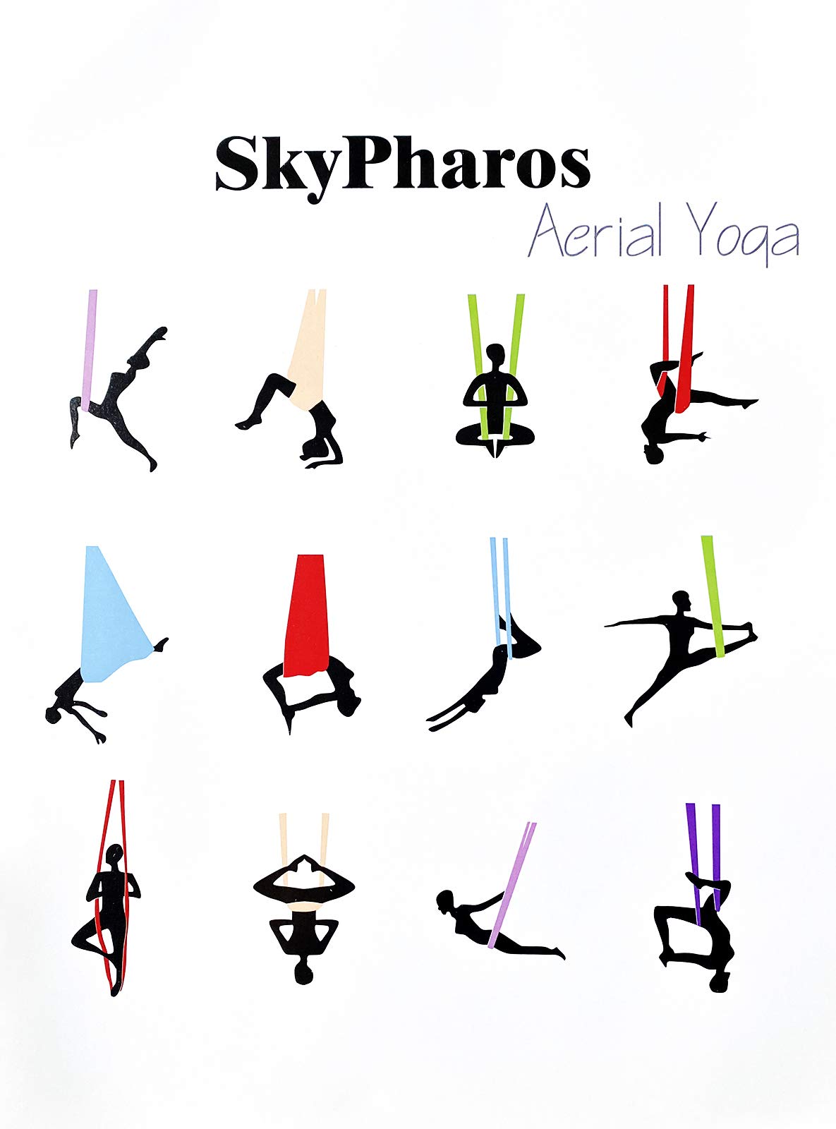 SKYPHAROS 5.5 Yards Aerial Silks Yoga Swing Set - Aerial Yoga Hammock Kit Anti-Gravity Flying for Fitness, Low/Non Stretch Nylon Tricot Fabric Hardware Included for Dance