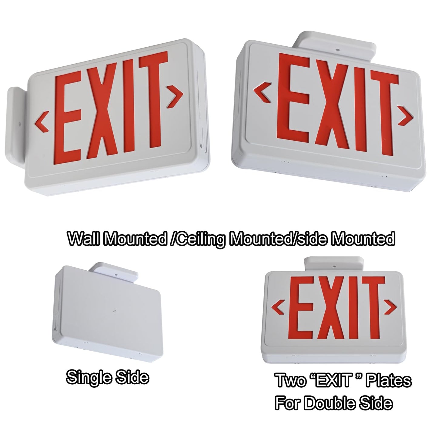 Apmeetlux Red LED Exit Sign,4Hours Plug in Cord Emergency Exit Light with Battery Backup for Business,Commerical Emergency Lighting Double Face UL 924 AC85-277V