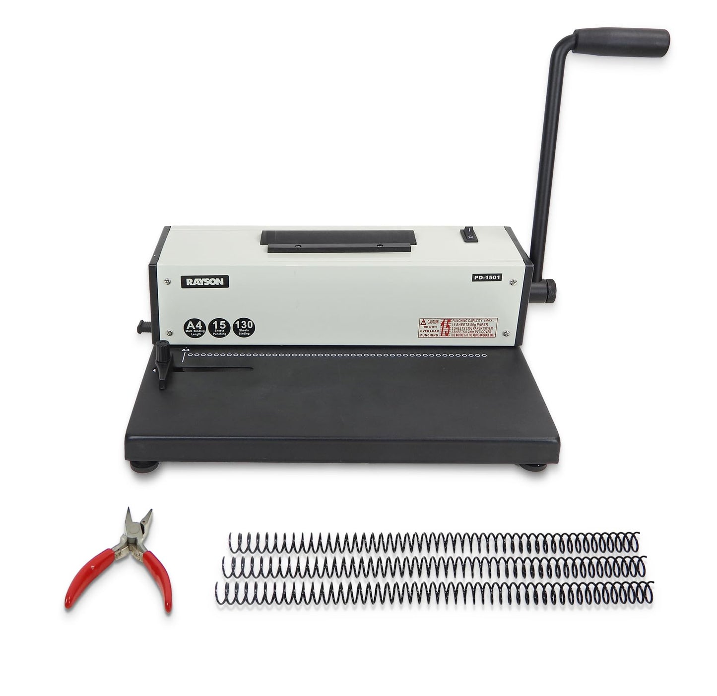 Rayson PD-1501 Coil Binding Machine with Inserter, 4:1 Pitch, 46 Holes