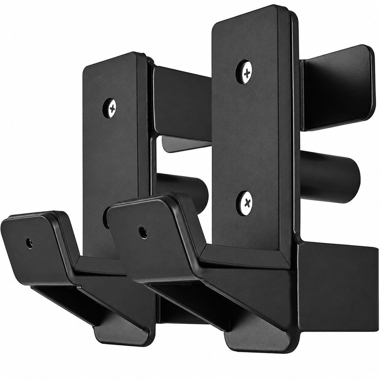 AINAFIX J Hooks for 2" x 2" Power Rack with 1" Hole, Rubber Pad J-Hook for Power Cage, Bottom Reinforced Steel J Cups for Squat Rack, Heavy Duty Barbell Holder, Black