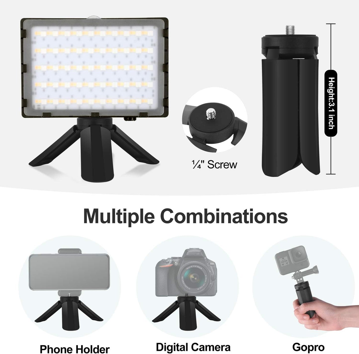 EMART 51 inch Dimmable RGB LED Photography Light with Extendable Selfie Stick & Tripod Stand, Video Light with Mini