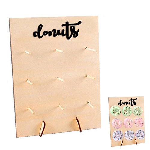 fghuim Donut Wall Donut Display Board Donut Stand Wood Decorate for Wedding Birthday Baby Shower Treat Party Decoration.