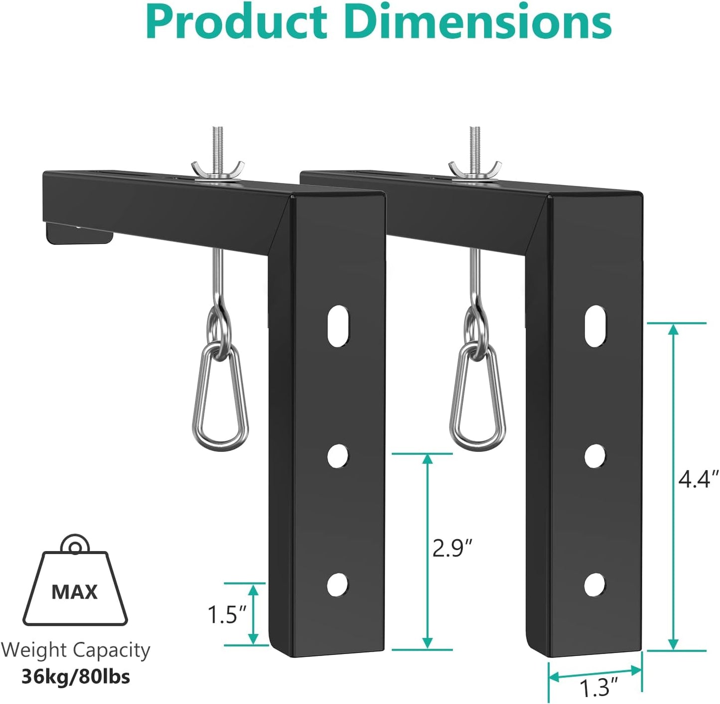 12 inch 80 lbs (PSM001XL-B), WALI Universal Projector Screen Ceiling Mount, Wall Hanging Mount L-Brackets, Adjustable