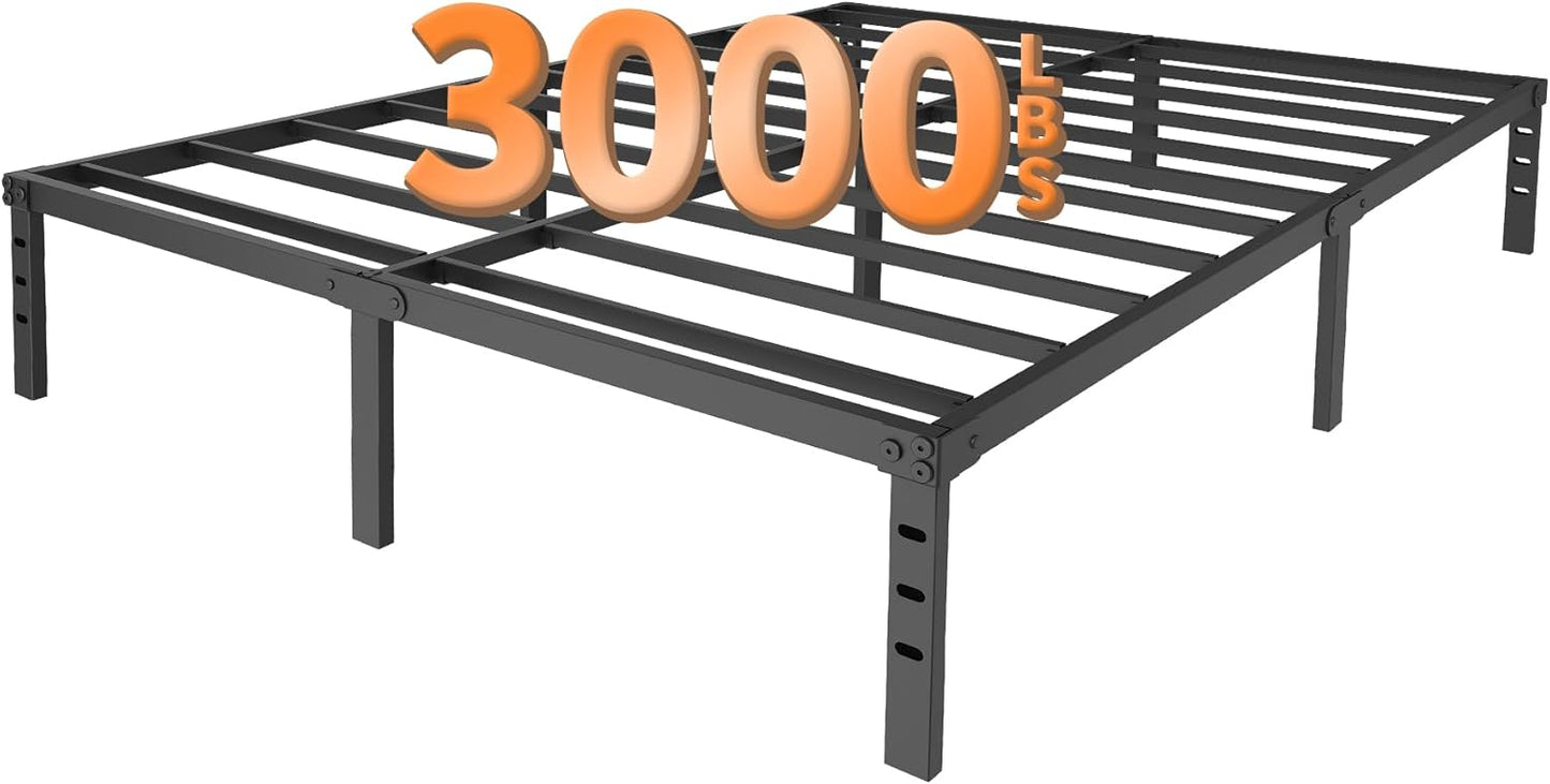Skiennix 14-Inch Metal Bed Frame - Heavy Duty Full Size Mattress Foundation with Underbed Storage, Black