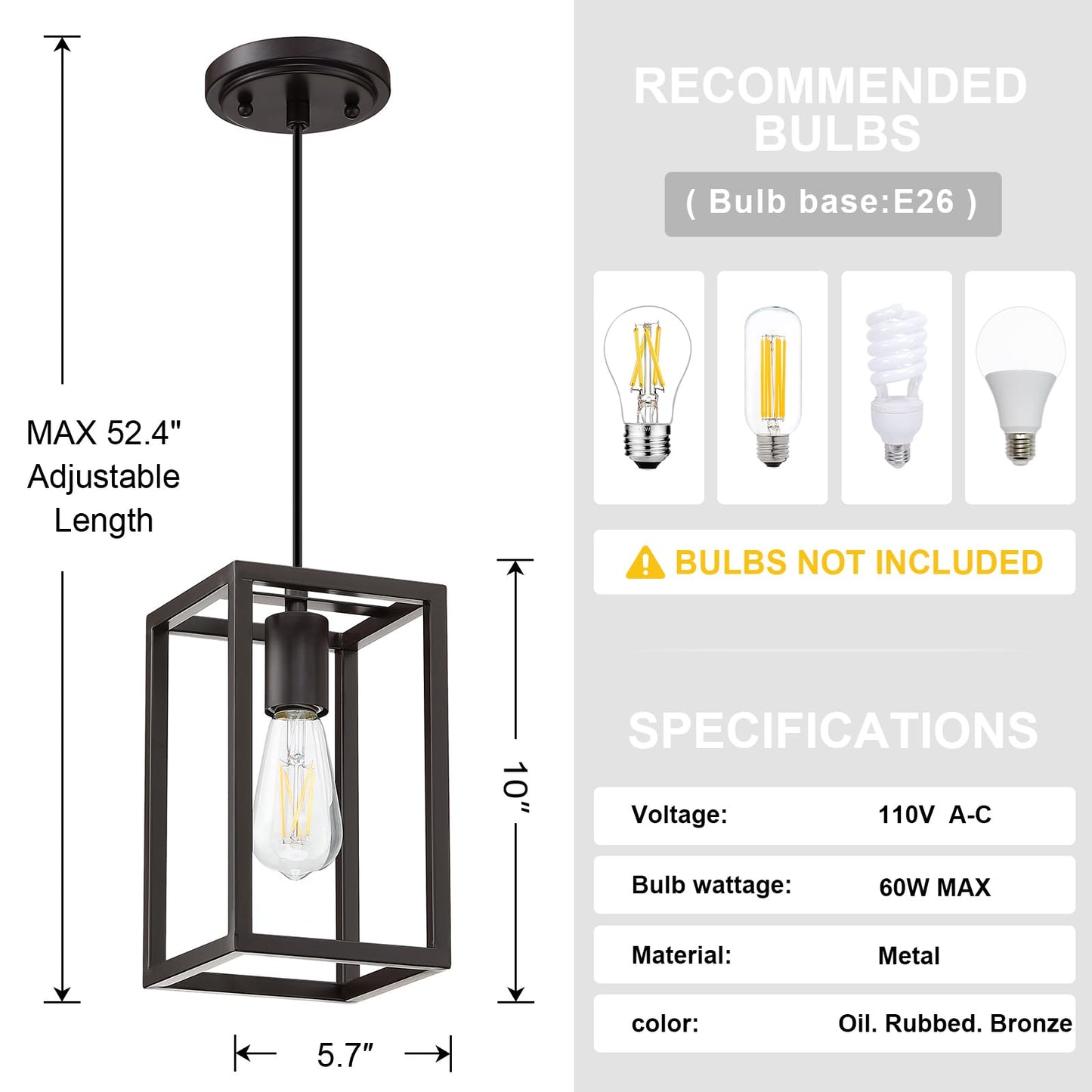 Dolaimy House 3 Pack Rustic Farmhouse Pendant Light, Metal Cage, Oil-Rubbed Bronze Finish, Model 3142CD102