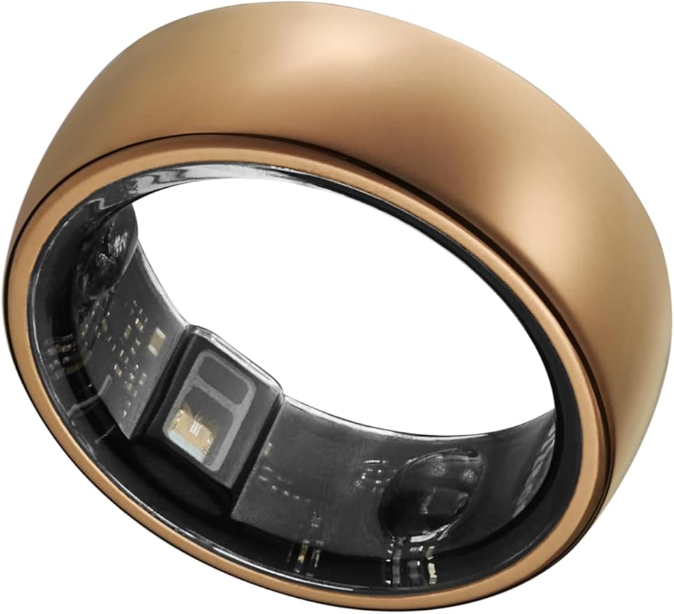 Smart Ring, Activity Trackers, Sleep Ring, Fitness Tracking, Stress Tracker, Heart Rate, Meditation, Temperature, Respiratory, No App Subscription, Women, Men, iOS, Android (Rosegold, 8)