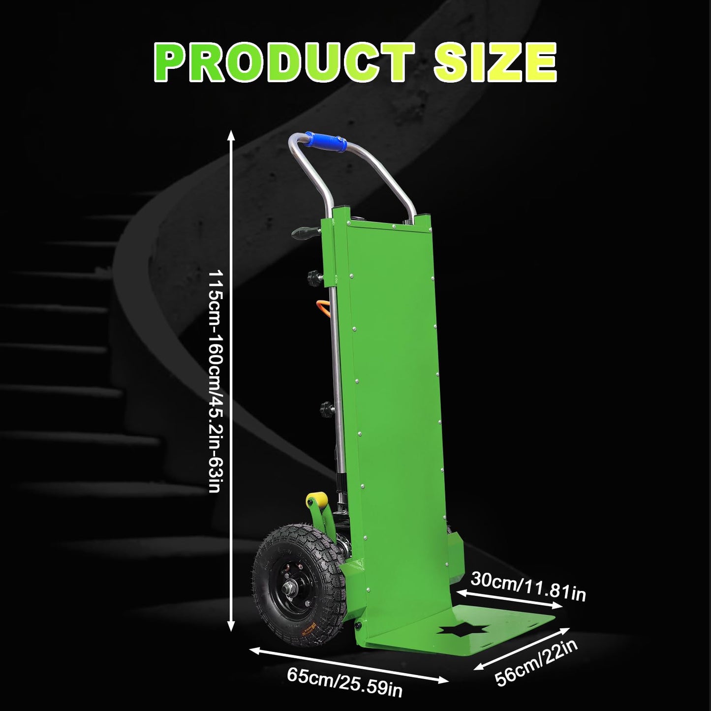 1500W Electric Stair Climbing Trucks Easy Up/Down, 900bls Max Load Capacity, Solid Wheel Grocery Cart Takes 6000 Steps Electric Stairs Hand Trucks Heavy Duty, for Warehouse Logistics Distribution