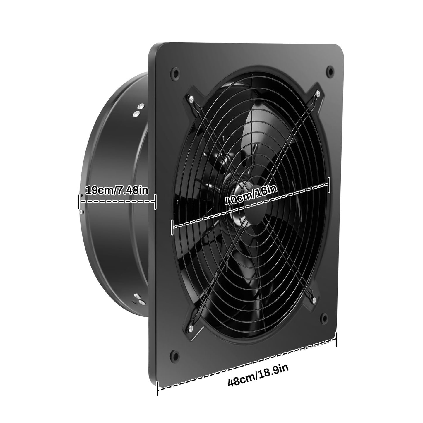 Fufiea 750W Wall Mount Exhaust Fan – 8000 CFM Pure Copper Motor Ventilator – with Backdraft Damper – 18.9inch – for Bathroom, Kitchen, Basement, Workshop