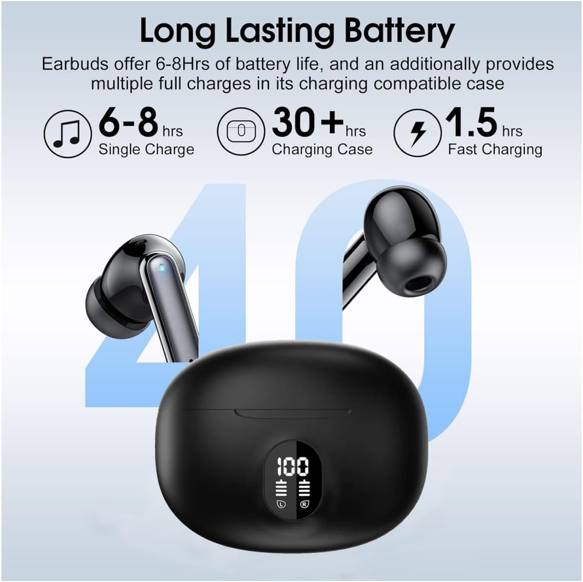 MOYAWSDGN 5.4 120H Playtime,IPX7 Headset Wireless Earbuds, Bluetooth Headphones Ear Buds With Bass Stereo Sound Noise
