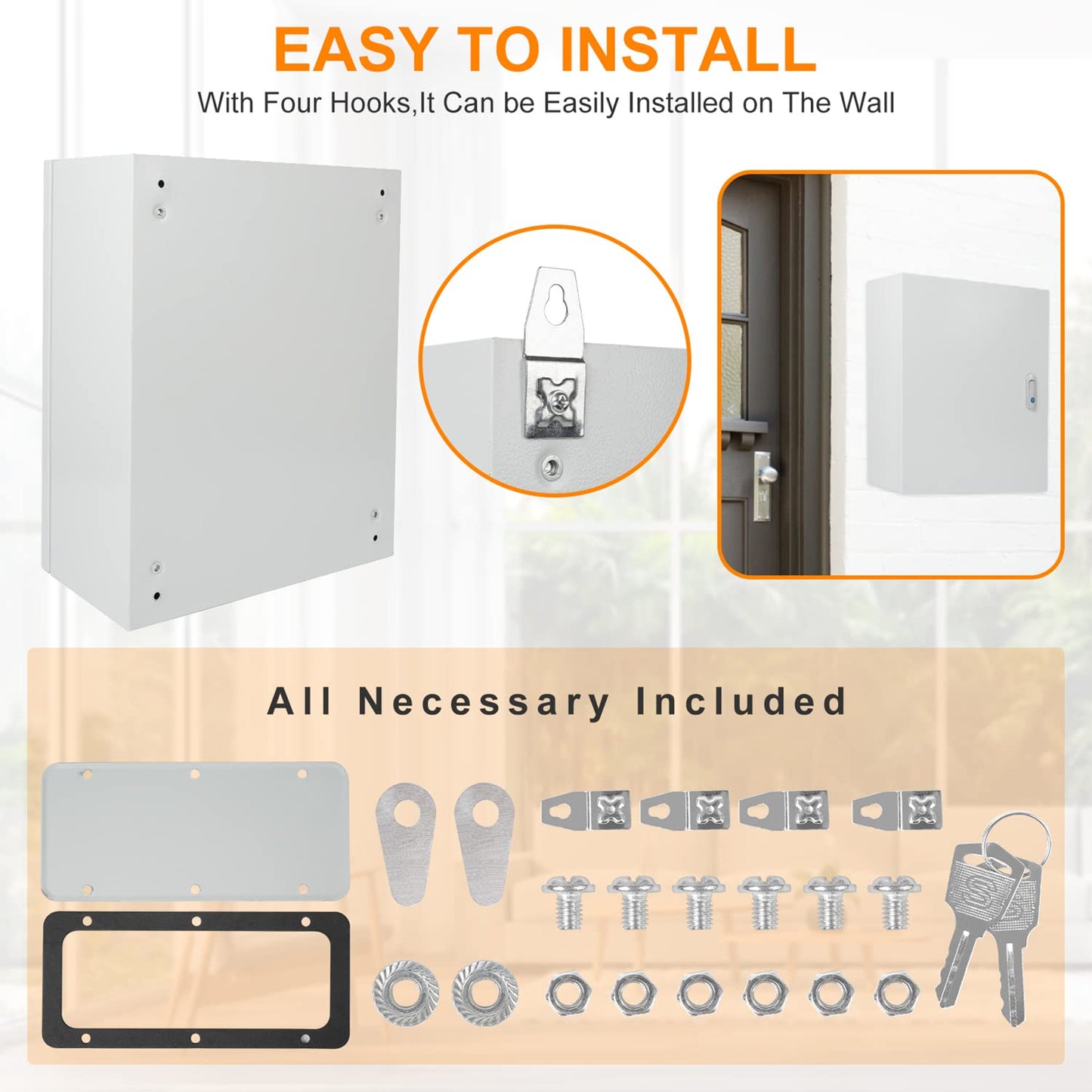 Cold Rolled Steel Electrical Box 23.6'' x 20'' x 8'' Indoor/Outdoor Thick Electrical Enclosure Box with Mounting Plate IP66 Weatherproof Anti-Rust and Anti-Corrosion (23.6'' x 20'' x 8'')