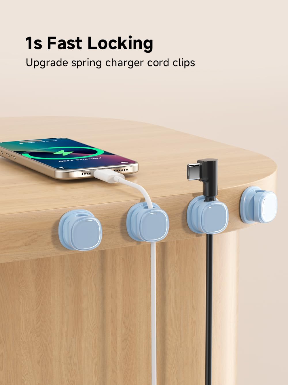 Funtin 9 Pack (9-Pack Cord Organizer, Spring Cable Management, Adhesive Cute Cable Holder Clips, Phone Charger Wire