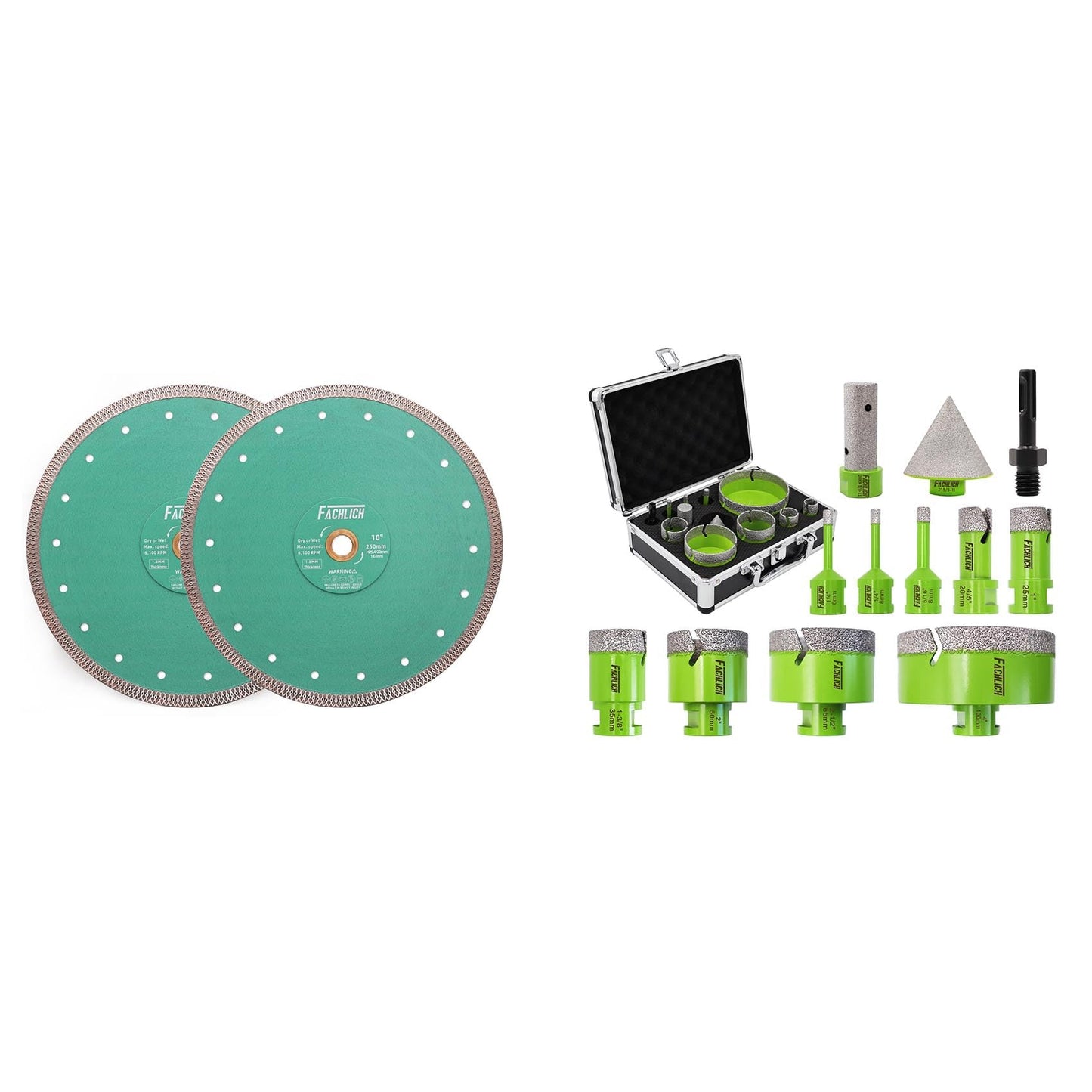 FACHLICH Diamond Porcelain Saw Blade and Diamond Tile Hole Saw Kit - FACHLICH from 1/4" to 4" Porcelain Ceramic Tile Diamond Core Drill Bits Set