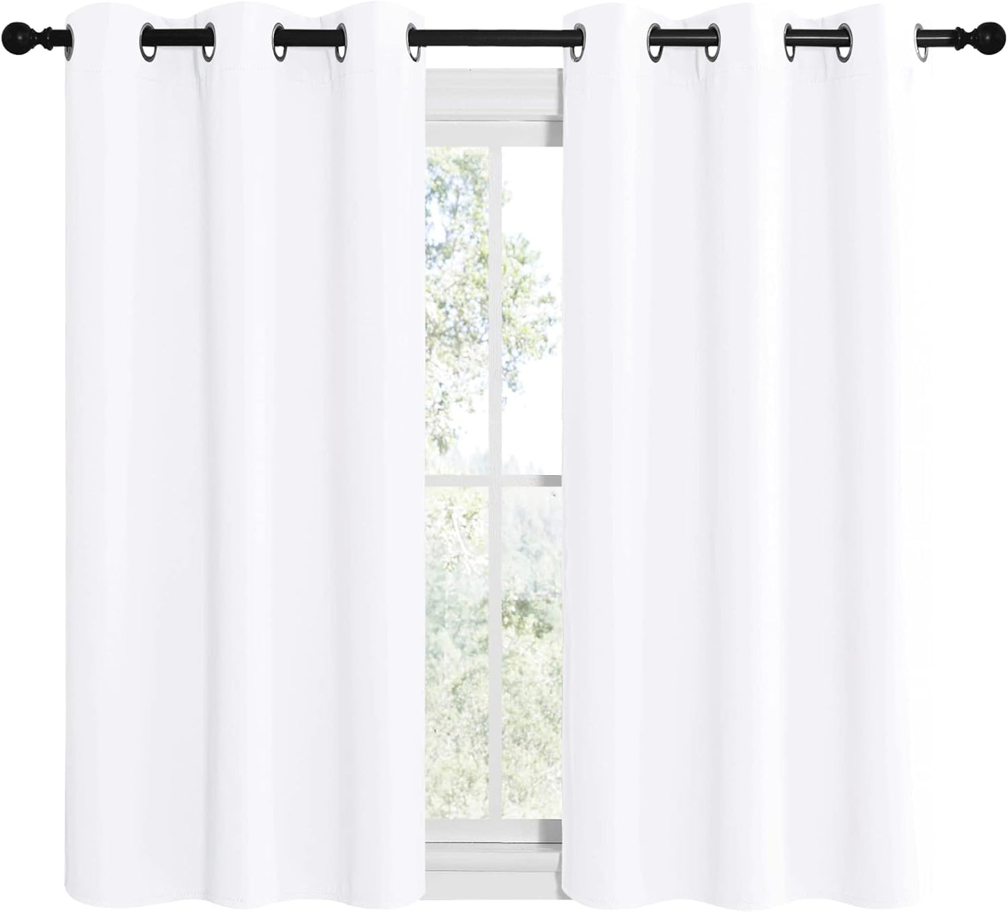 NICETOWN White Window Curtain Panels - 50% Light Blocking for Bedroom & Dining Room | Set of 2 (42" x 50")