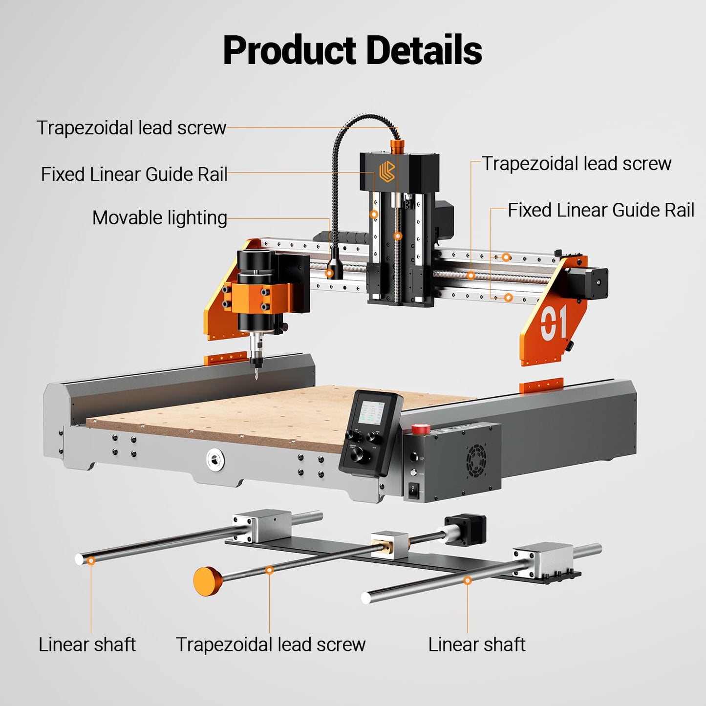 Artsian 01 CNC Router Machine 300W Spindle Power, 0.01mm Precision, 4-Axis Intelligent Controller, 420×420mm Workspace, Aluminum, Brass, Wood, Plastic, PCB Professional Desktop CNC Engraver