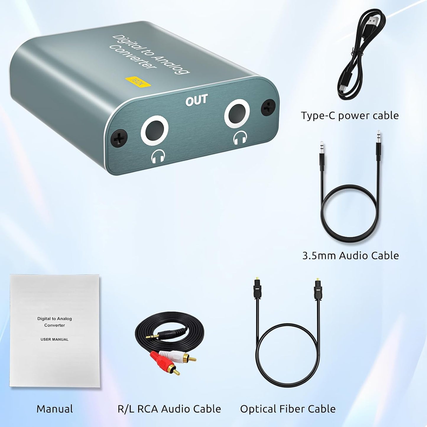 192kHz 7ft/2.1m 3.5mm 3.5 mm PS3 PS4 DAC Audio Converter Digital to Analog Audio Converter, Optical Audio to RCA AUX