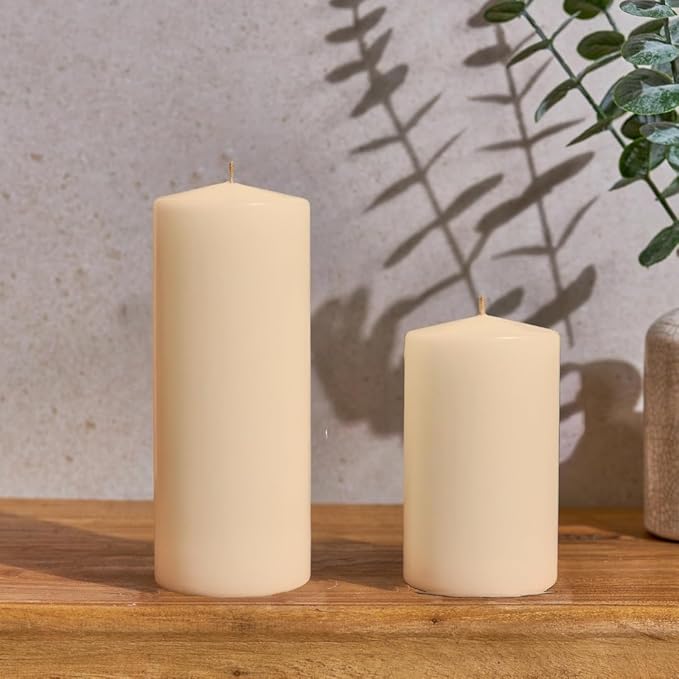Simply Soson Ivory Pillar Candles - Set of 6, 2.5x4 Inch, Emergency & Tall, Unscented Wax Candles