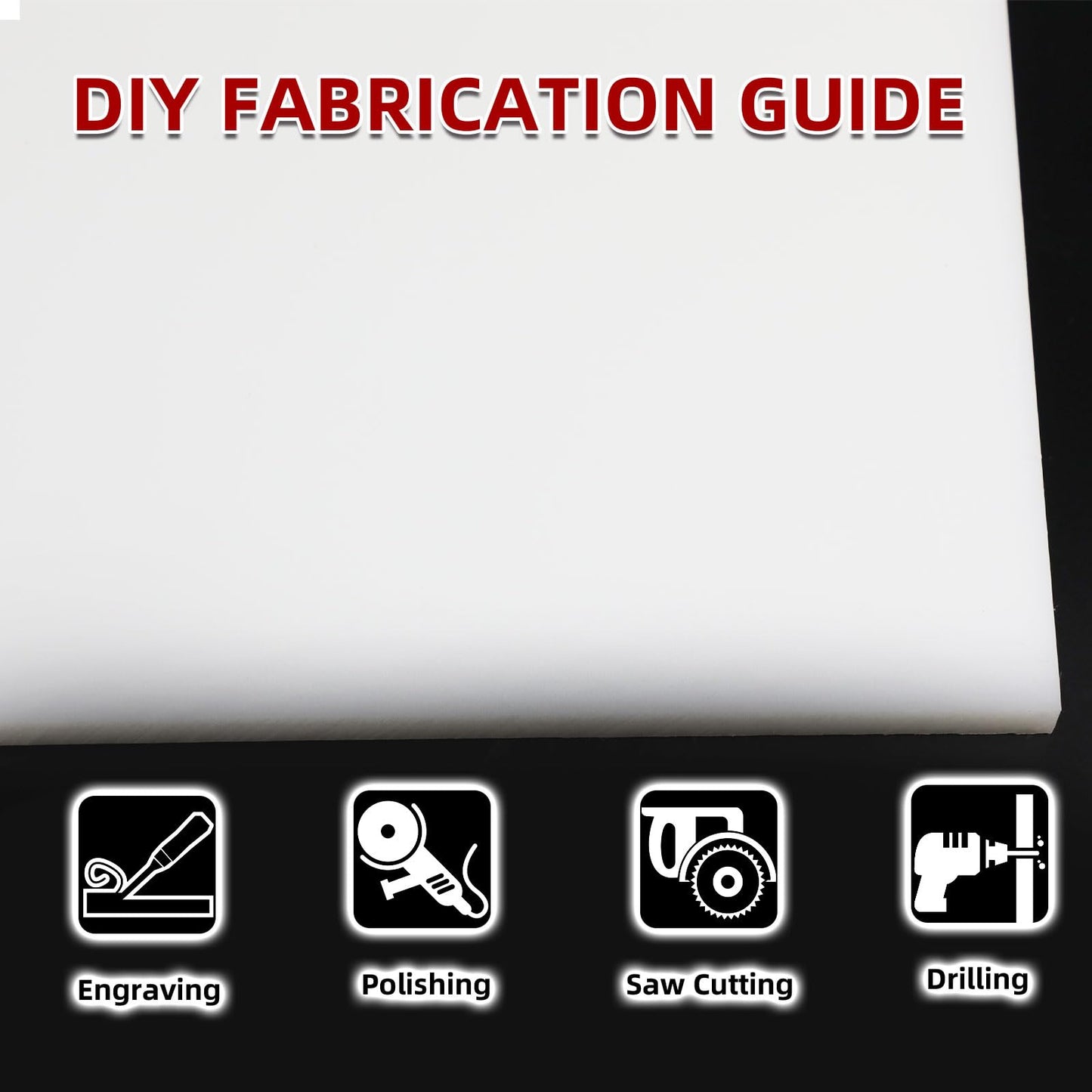 ATOLS HDPE Sheet, 1/2" Thick White/Black HDPE Plastic Board, 48"x24" High Density Polyethylene Sheet for DIY Crafts, Industrial Use & Marine Starboard