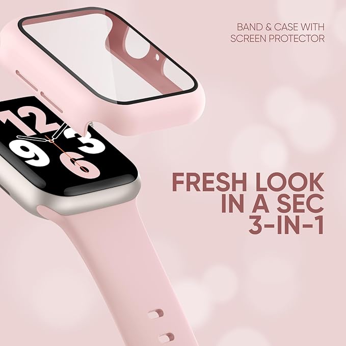 Compatible for Apple Watch Series 11 10 Band 42mm and Case with Screen Protector, Soft Silicone Sport Strap Bands and Protective Cover with Tempered Glass for iWatch Series 11 10