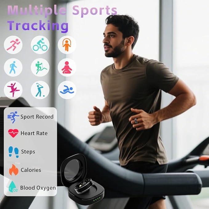 Smart Ring for Men Women ??Fitness Tracker Ring with Heart Rate, SpO2, Blood Pressure, Sleep Monitoring, Step & Calorie Counter, No Subscription Fee, iOS & Android Compatible (Black, 10)