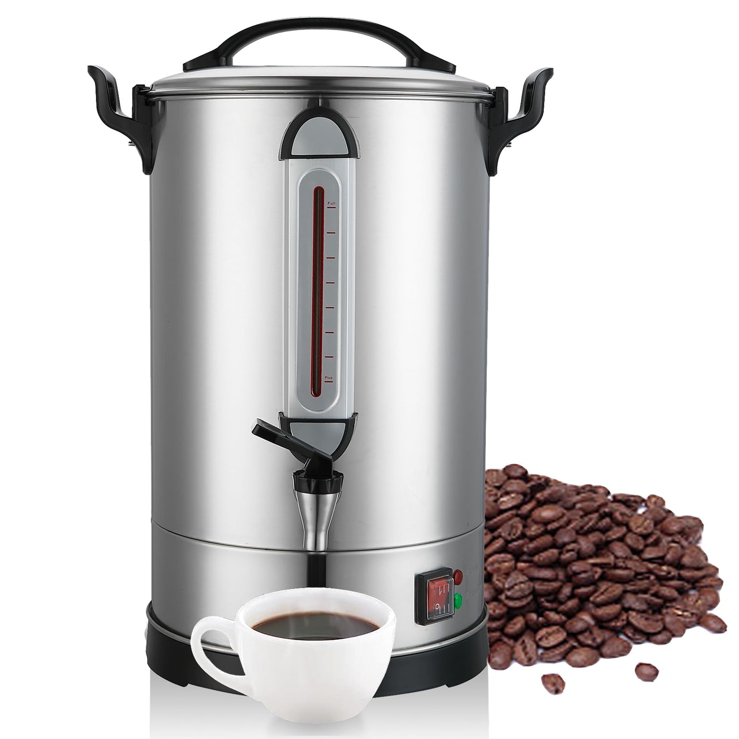 Commercial Coffee Maker 100 Cup Large Coffee Urn 4 Gallon 16L Industrial Coffee Dispenser 1300W Quick Brew Dual Wall Stainless Steel Hot Water Urn & Tea Maker for Catering, Wedding, Church & Events