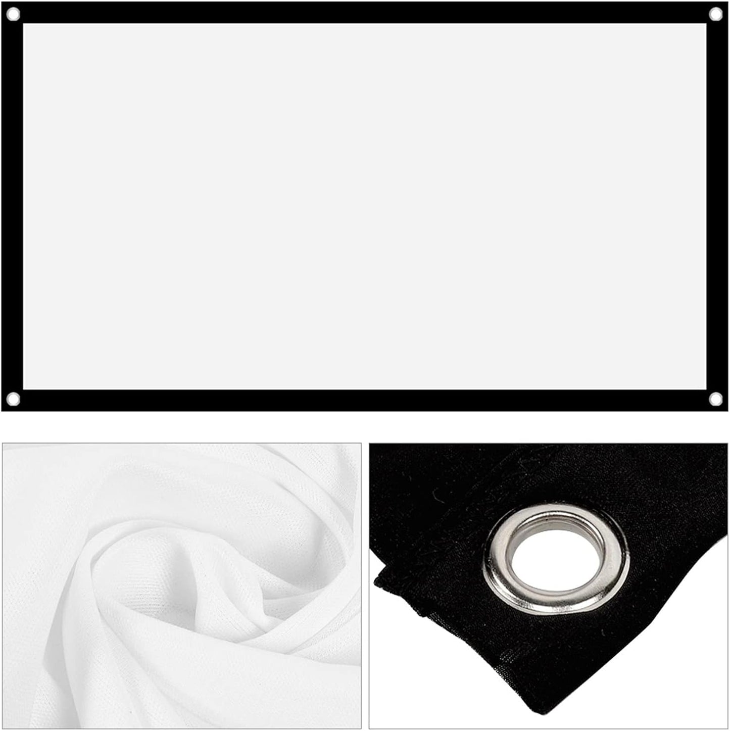 Tbest 2 60 inches 16:9 (60 Inches) Projector Screen Outdoor Side,Projector Screen Thicken Portable Non Crease Soft