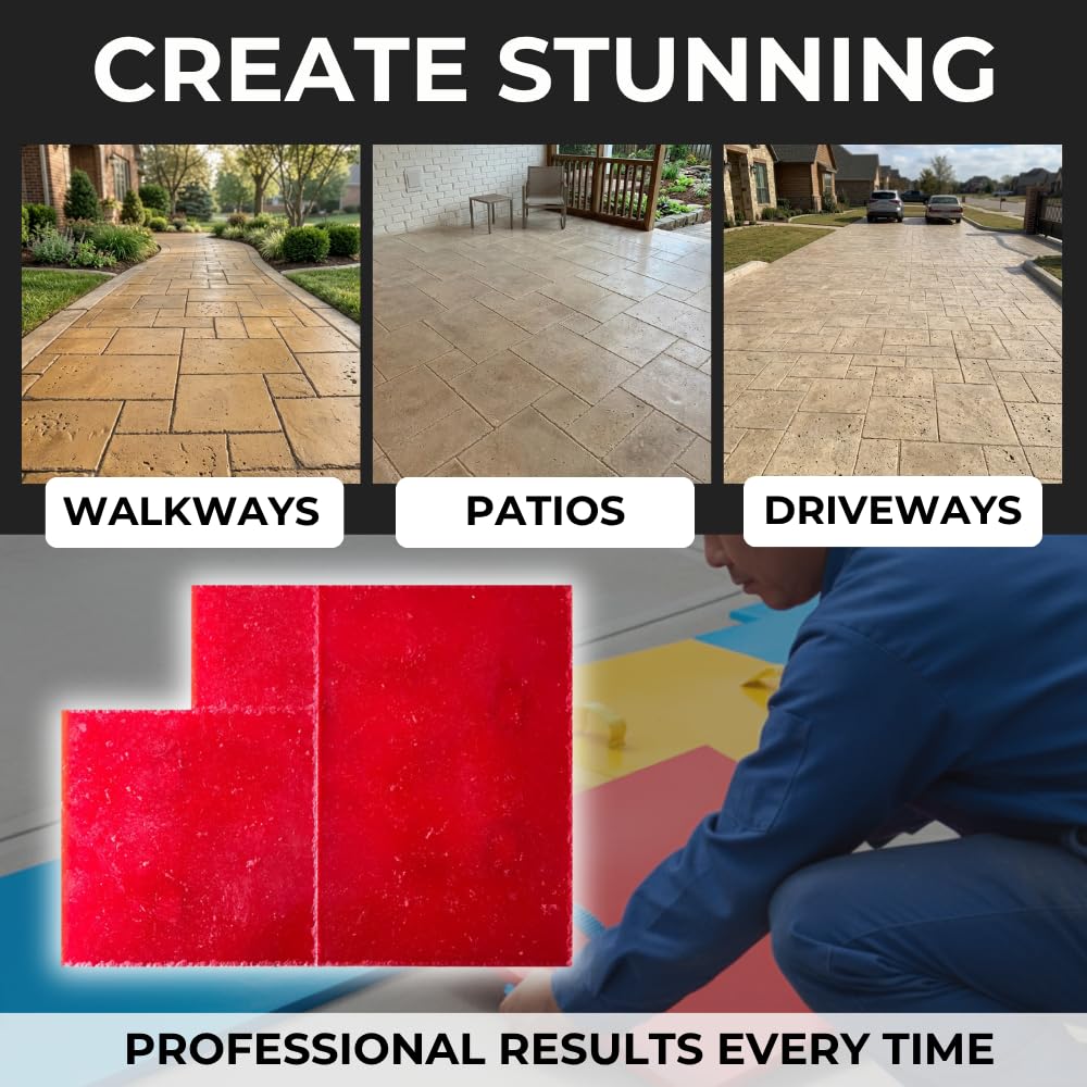 Travertine Ashlar Tile Concrete Stamps | Made in USA | 32" x 24" | Durable Rigid Mat for Driveways, Walkways and Patios – SM 6000/1