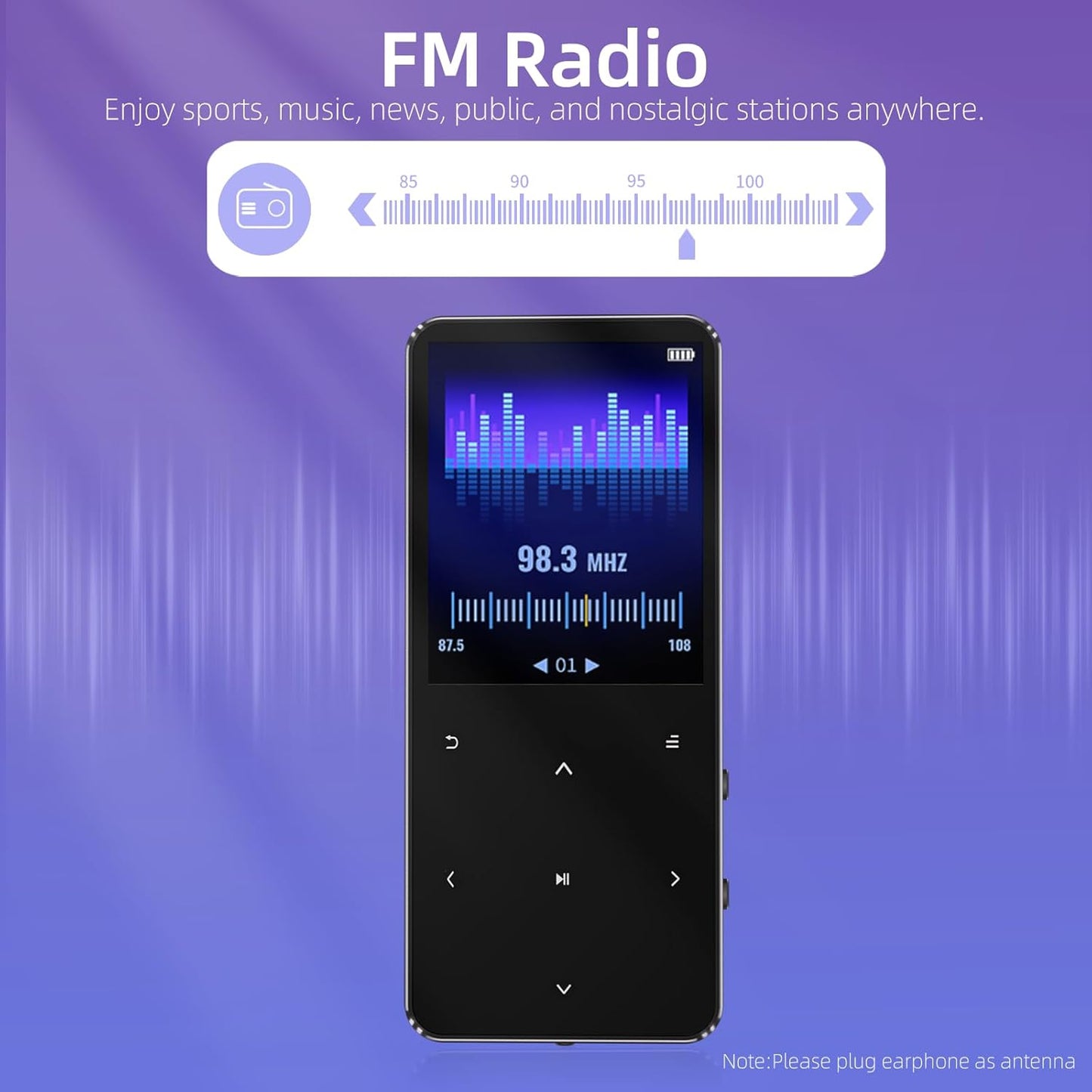 Tengsen Mp3 5.3, Mp3 128GB, (Black,64GB) Player with Bluetooth Portable Digital Music Player with Speaker, FM Radio