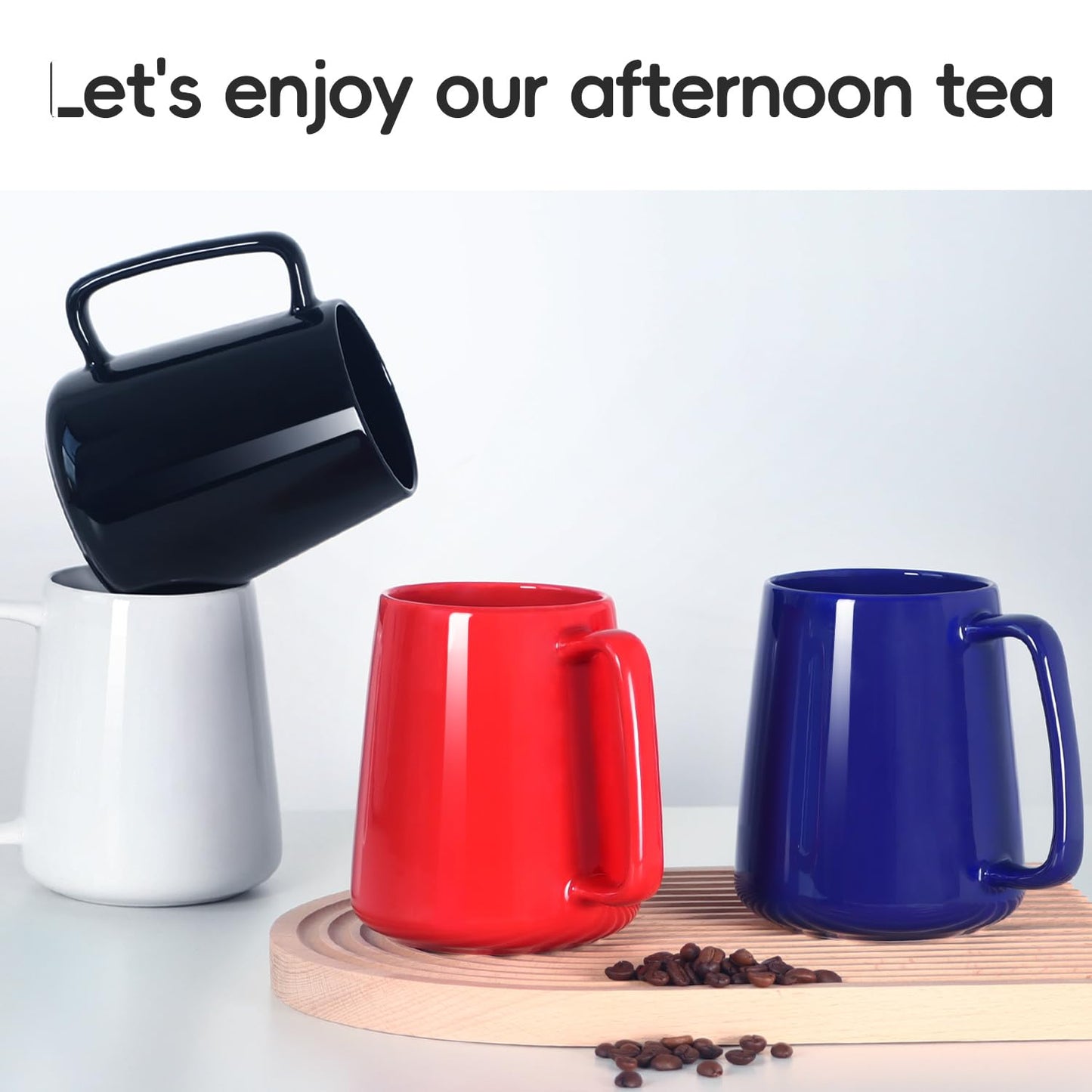Smilatte 24 OZ Large Coffee Mug, Nice Ceramic Boss Tea Cup with Big Handle for Dad Men Women, Unique Style For Any Kitchen, White