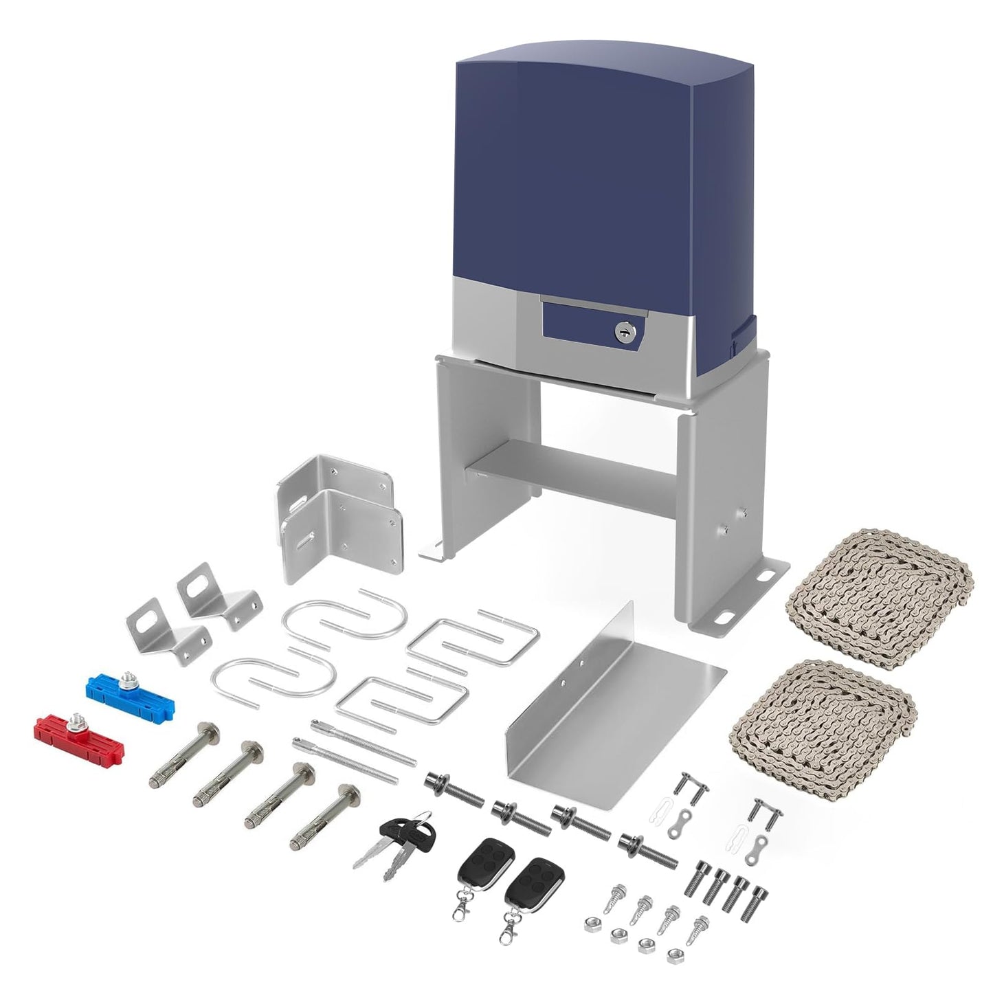 X X-HOUSE Chain Drive Driveway Sliding Gate Opener for Sliding Gates Up to 1400 lb or 40ft, Automatic Gate Opener with 2 Remote Controls, Complete & Security Gate Operating Hardware Kit - Model K1106
