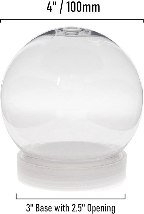 Creative Hobbies DIY Snow Globe Kit - Pack of 6 Clear Plastic Water Globes | 4 Inch with Screw-Off Cap