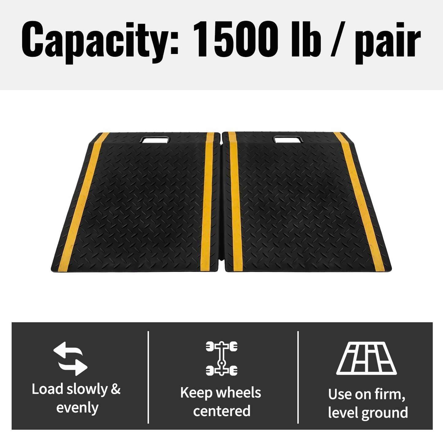 Shed Ramps 2 Pack with Handle, 1500 Lbs Capacity Steel Loading Ramp, 29" L x 24" W Each Diamond Plate Ramp for Lawn Mower, Riding Mower, Snow Blower, Garden Cart, Shed & Garage Threshold