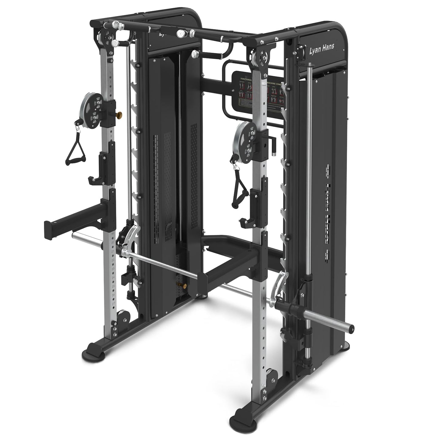 Functional Trainer Smith Machine for Commercial, Multifunctional Cable Crossover Exercise Machine, All in One Home Gym System, Compact Fitness Equipment, Workout Weight Machine for Strength Training