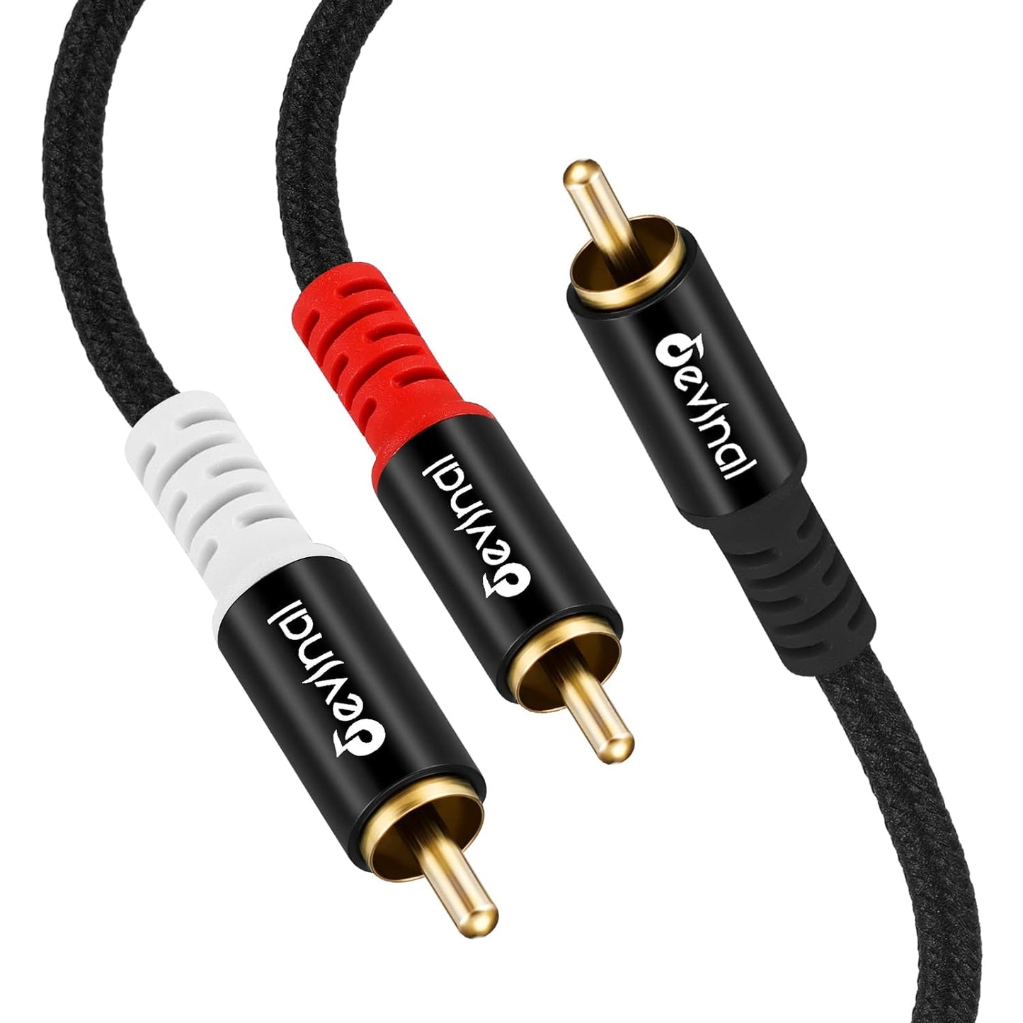 1 2 10Feet/3M Devinal RCA Y Cable, RCA/Phono Y Splitter, RCA Male to Male Y Adapter, Male/Male Subwoofer Cable Gold