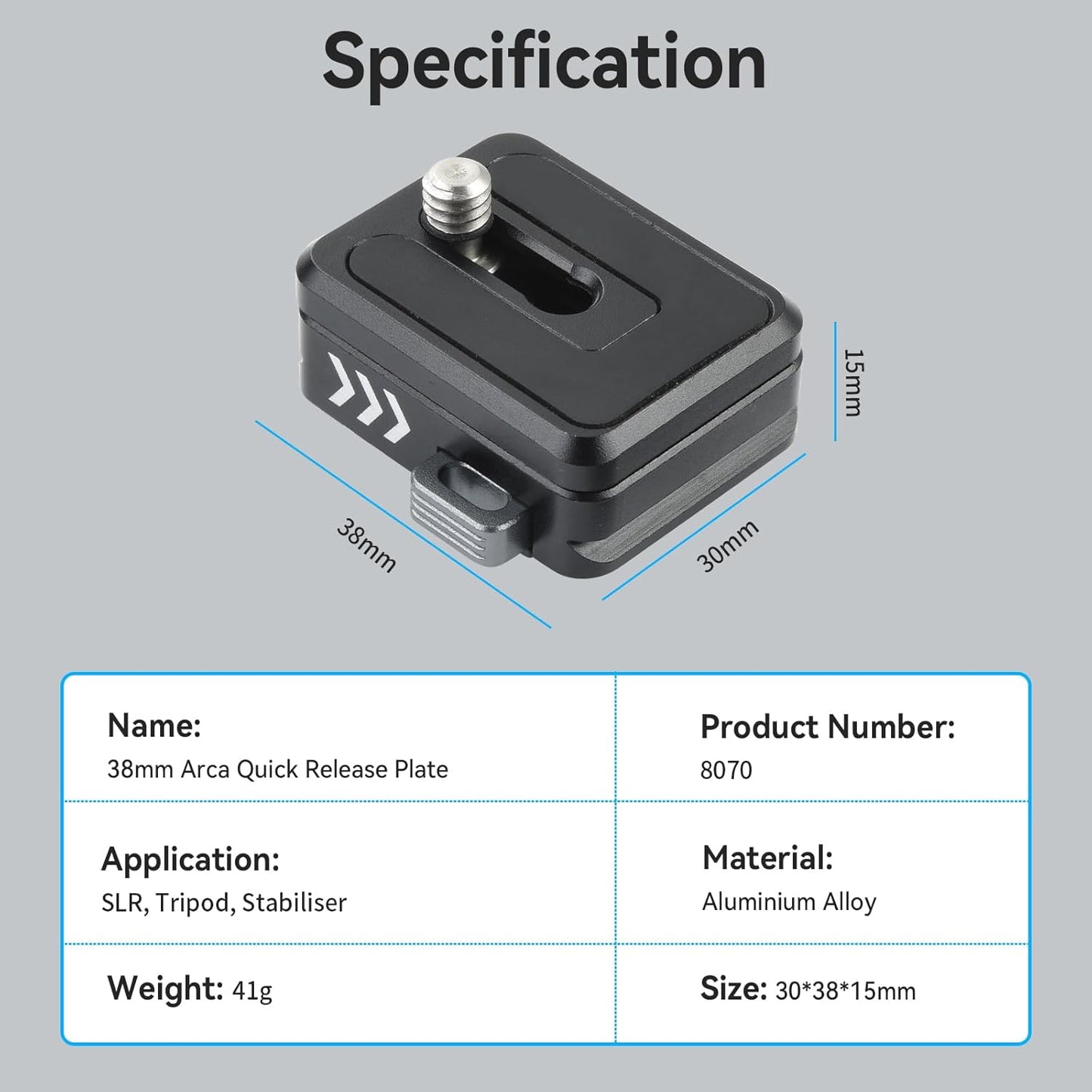 UTEBIT 38mm 1/4" 5kg, Camera Quick Release Plate, Screw Thread Quick Release System QR Plate Camera Tripod Mount
