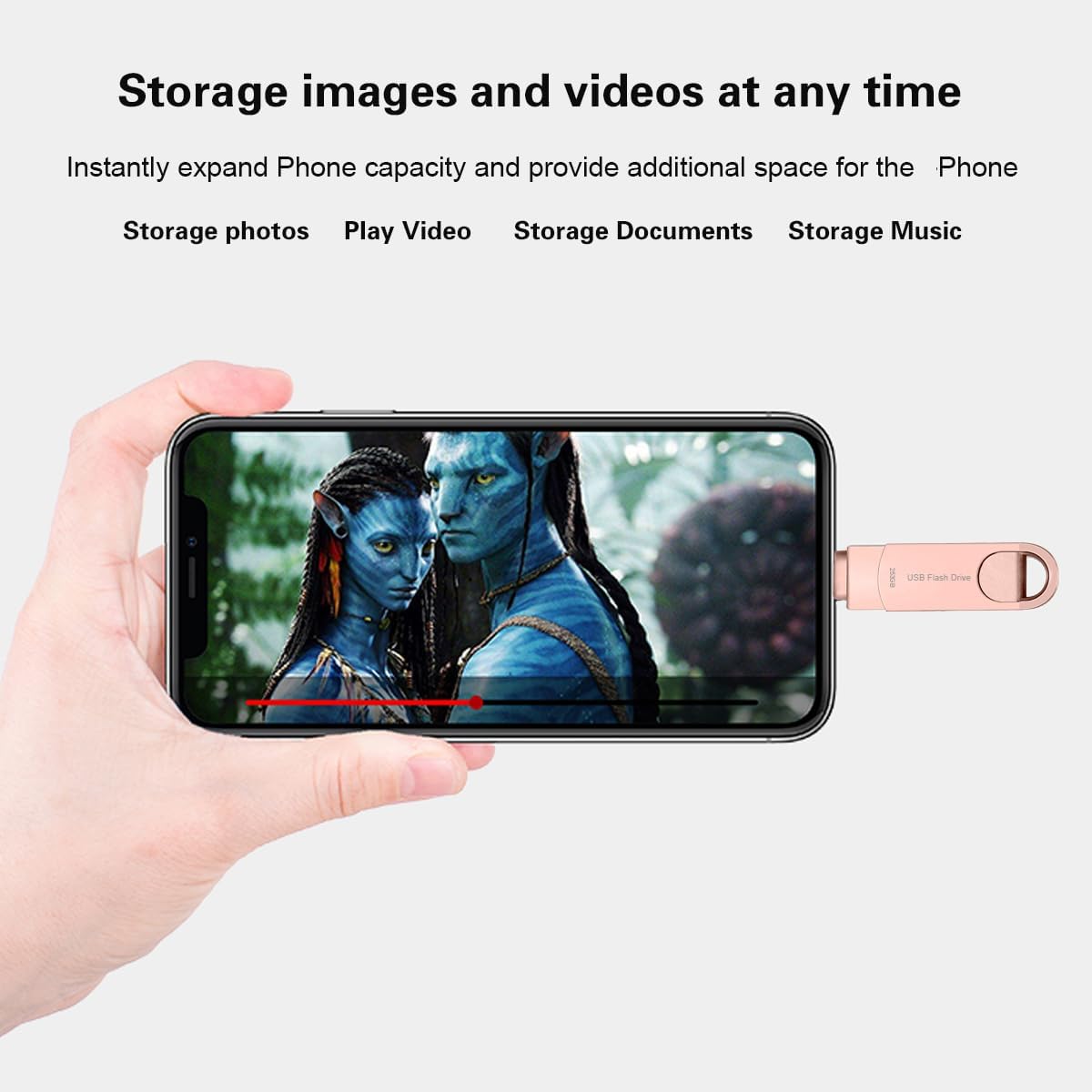 DEZOBYTE USB3.0 256GB 2in1 MS02 Flash Drive Phone Photo Stick for i Phone Android USB C and Computer Pink