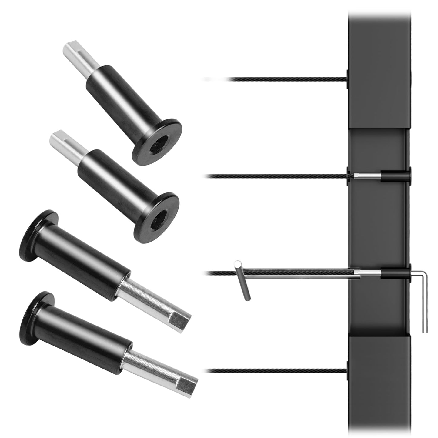 [Patent] Muzata 20 Pack 1/8" Black Invisible Cable Railing Kit Hardware Upgraded Hand Swage Tensioner Hidden for 2"x2" Metal Post T316 Stainless Steel Deck Cable Railing System CB40