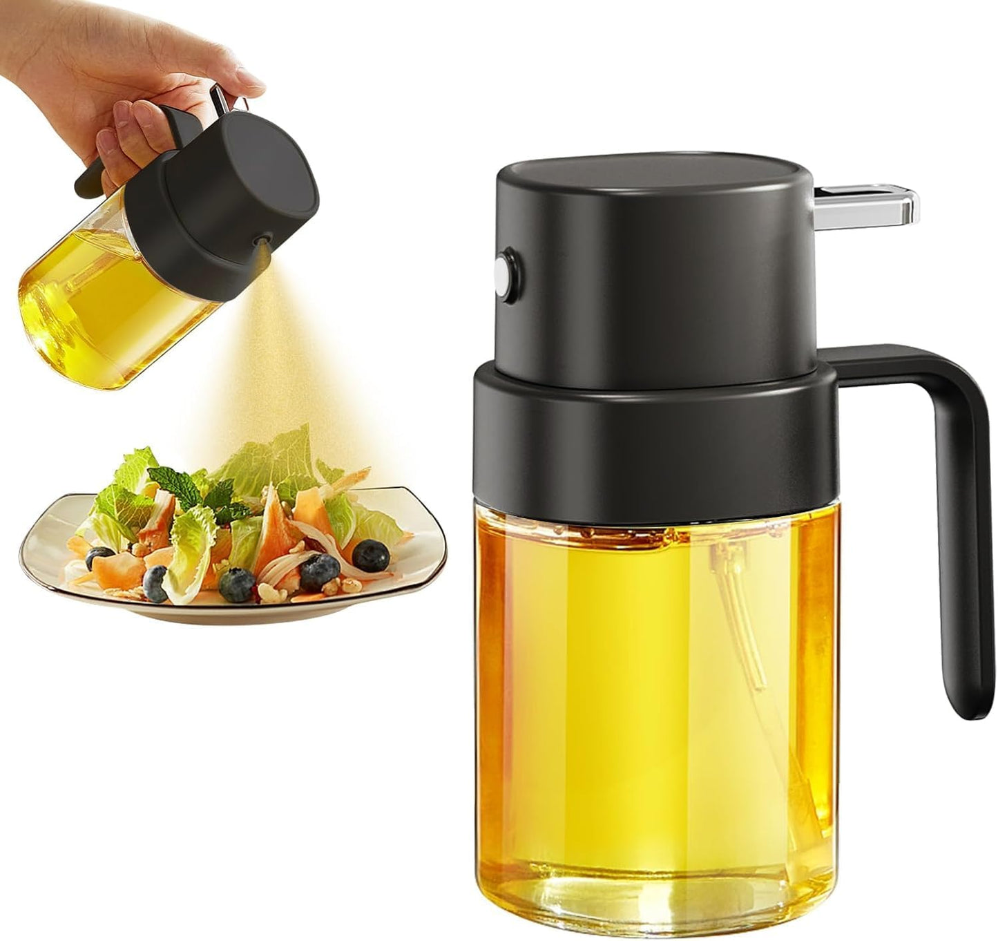 YARRAMATE Mini Oil Sprayer - 6.8 OZ Premium Food-Grade Olive Oil Spray Bottle for Cooking | Portable Kitchen Mister (Black)