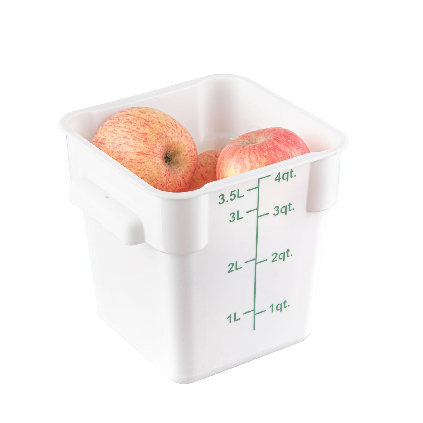 Restaurantware Food Storage Container 10 Pack of 4 qt Plastic Kitchen Storage Bin with Volume Markers Space-Efficient Design Dishwasher-Safe Polypropylene White