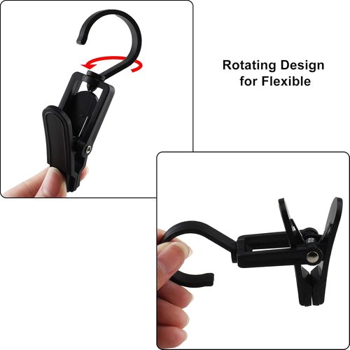 Jiozermi Laundry Hooks - 20 PCS Super Strong Plastic Clothes Pins | Swivel Hanger Clips in Black