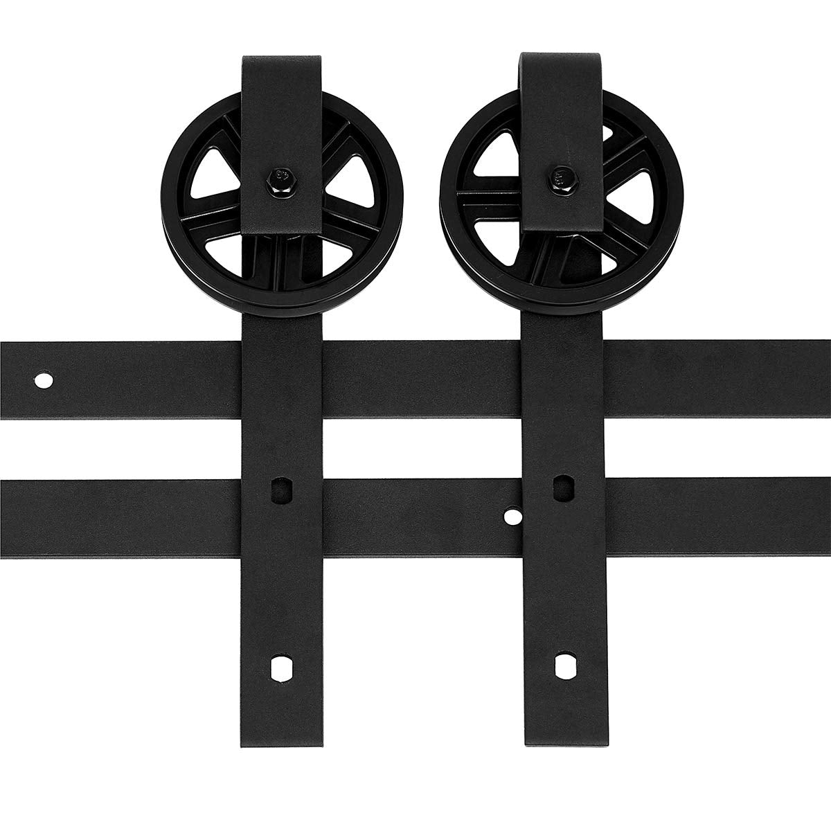 Amazon Basics 6.6 ft Heavy Duty Sliding Barn Door Hardware Kit, Sturdy Big Wheel Design, Easy to Install, Fits 36"-40" Wide Panel, 1-3/8 to 1-3/4 inches Thickness, Black