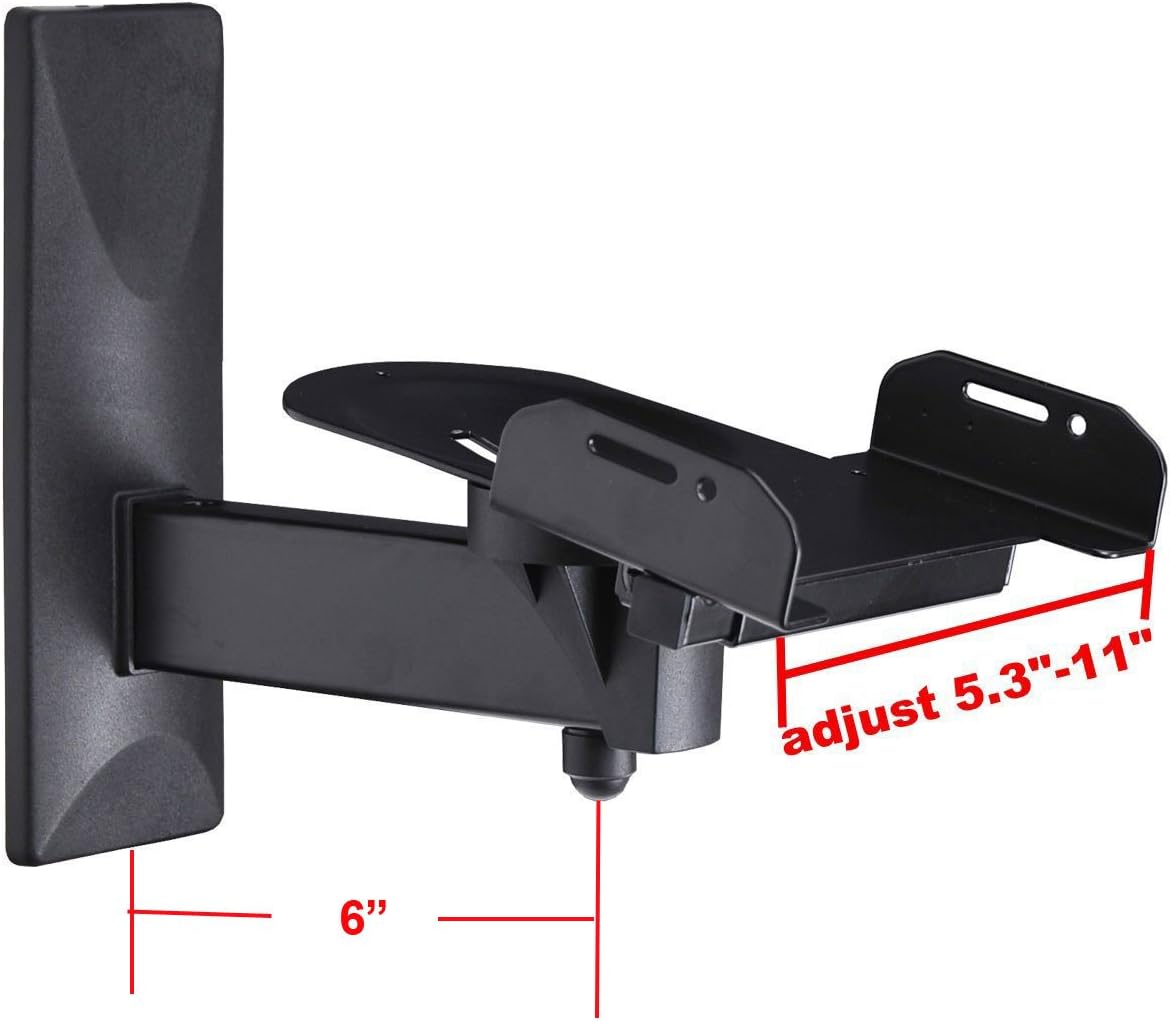 VideoSecu MS56B 3LH One Pair of Side Clamping Bookshelf Speaker Mounting Bracket with Swivel and Tilt for Large