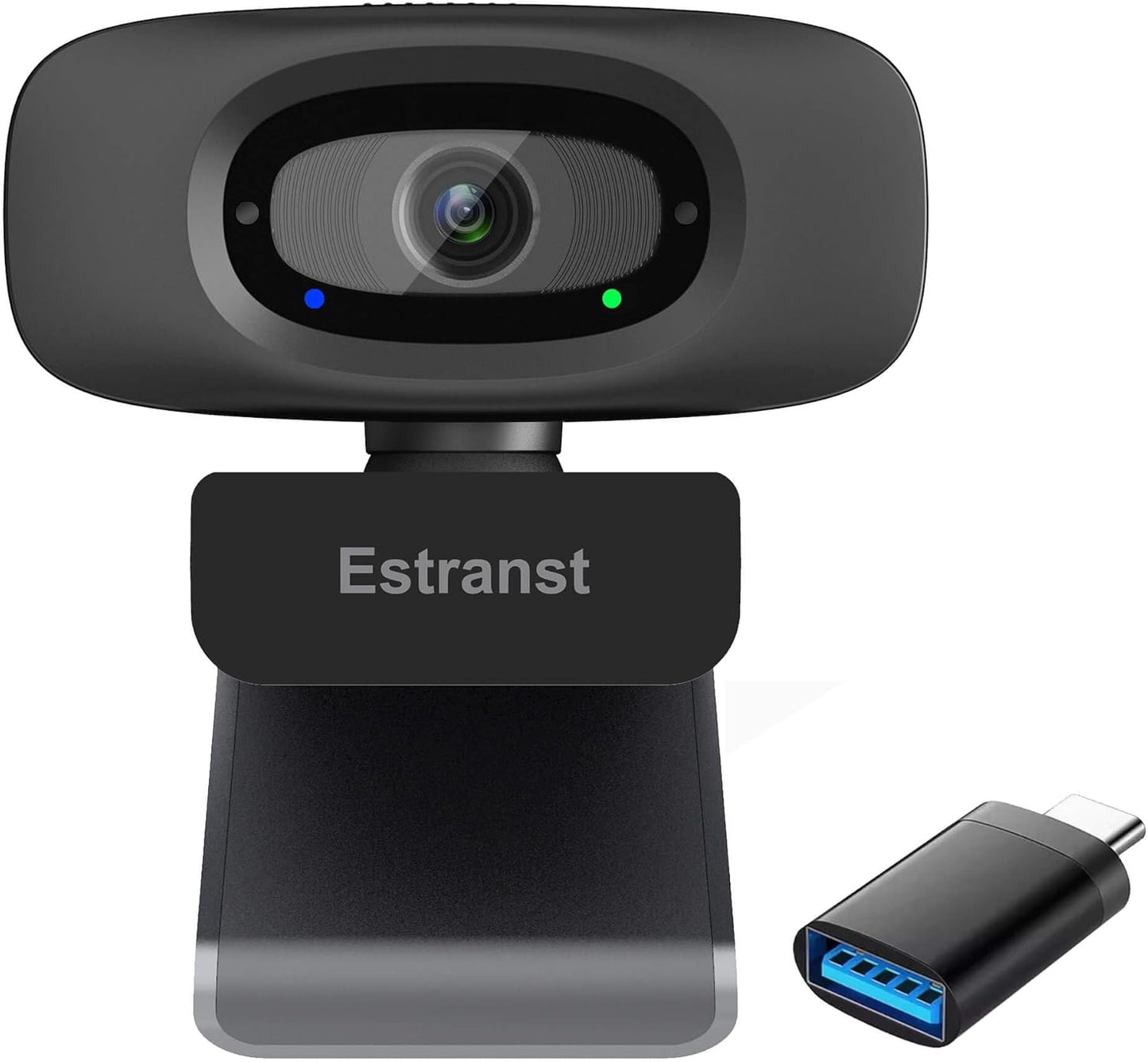 Estranst 1080P Webcam for PC Laptop MacBook Computer Desktop, with Microphone & Privacy Cover & USB C Adapter