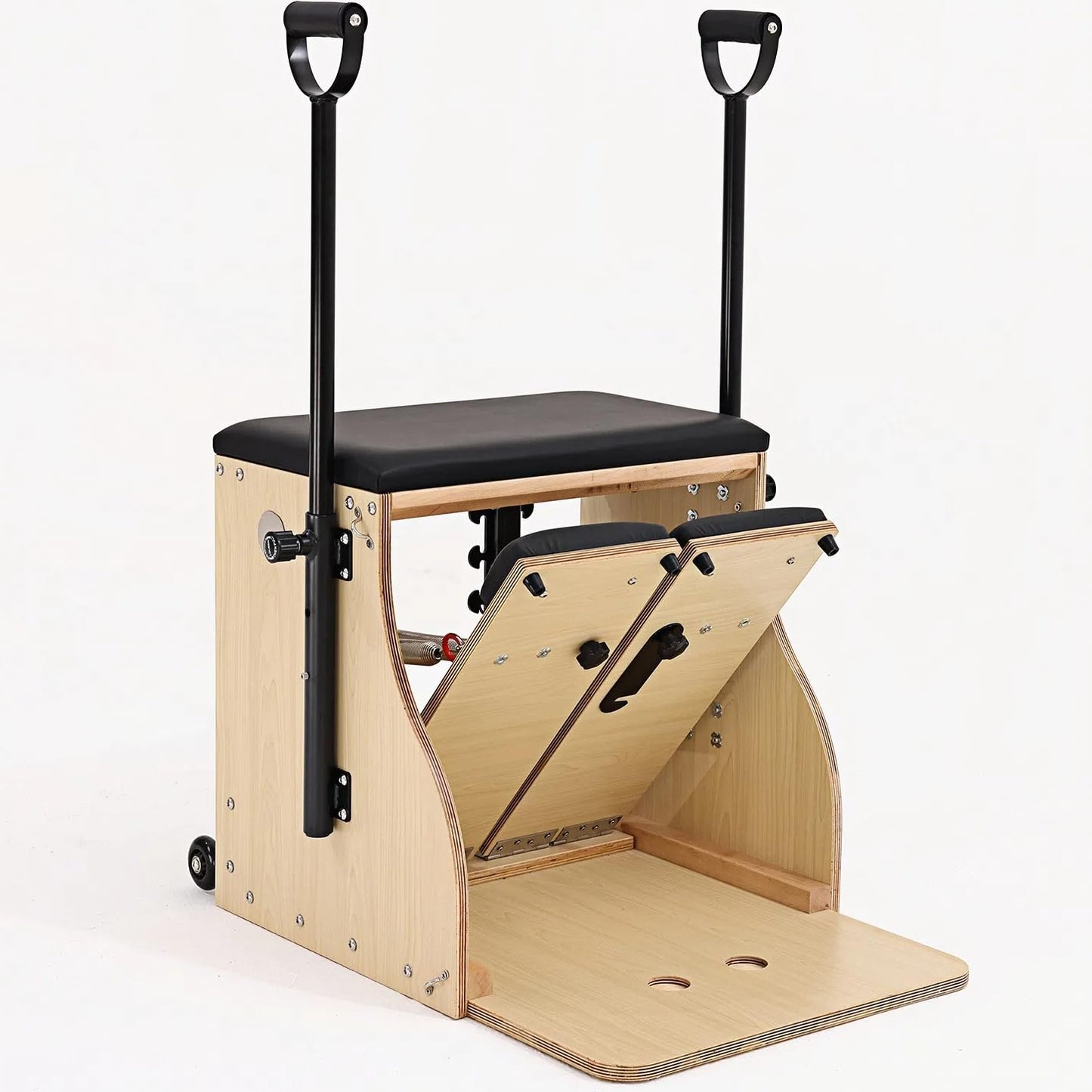 Pilates Chair, Split-Pedal Stability Pilates Combo Chair with Handles,Resistance Bands Chair Pilates Reformer Machine,Yoga Fitness Trainer,Pilates Equipment for Home Studio Use (Black)