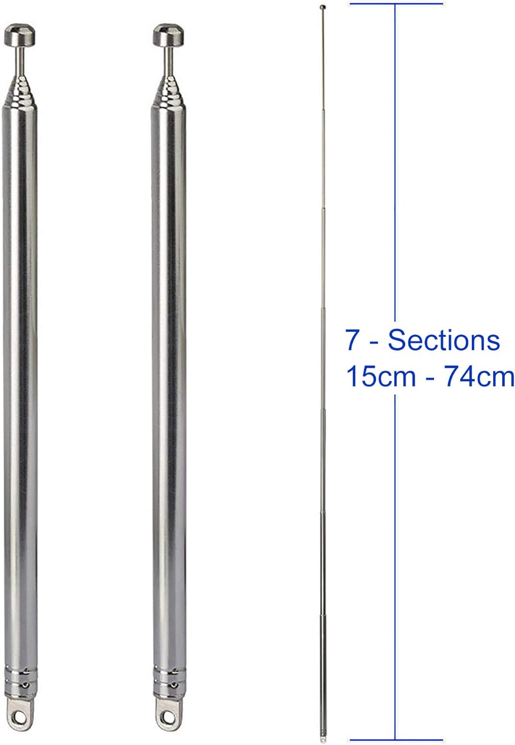 BINGFU 7 74cm (2-Pack) Sections Telescopic AM FM Antenna Portable Radio Antenna Replacement Compatible with Indoor