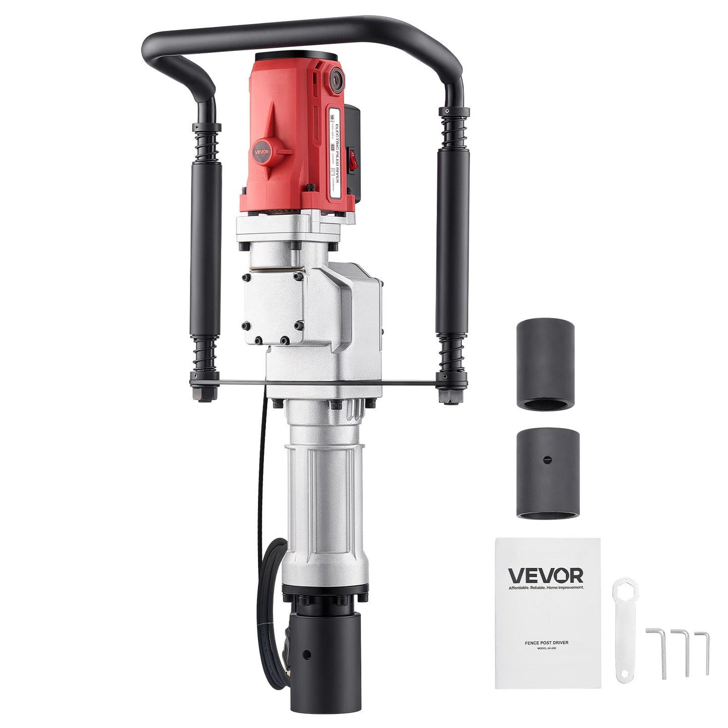 VEVOR Electric T Post Driver, 2200W Handheld Powerful Post Pounder, with 2.17 in/55mm, 2.76 in/70mm Sleeves, for Fence, Metal Fencing, Farm, Garden, Construction, Landscaping Projects