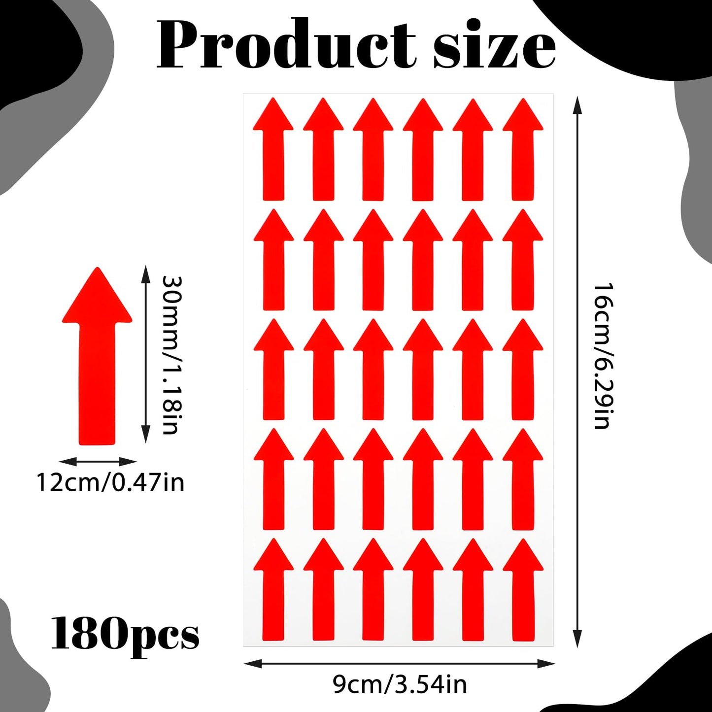 180Pcs Small Arrow Stickers 1.2 Inch Red Arrows Sticker Red Arrow Labels Direction Arroww Stickers Small Adhesive Arrows for Tax Forms, 6 Sheets, 30pcs/Sheet