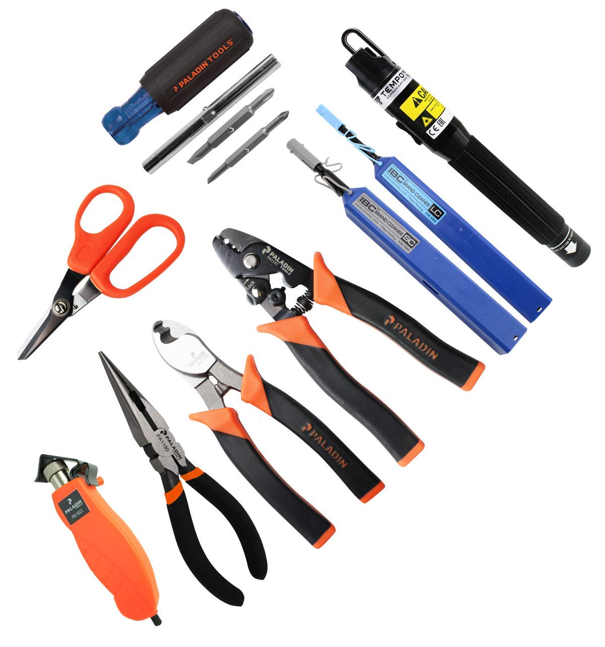 Paladin Tools FTK-P Pro Fiber Optic Tool Kit, Cutters Strippers Slitters Pliers w/Visual Fault Locator VFL, Premium Fiber Optic Tools (Fiber Termination Kit)